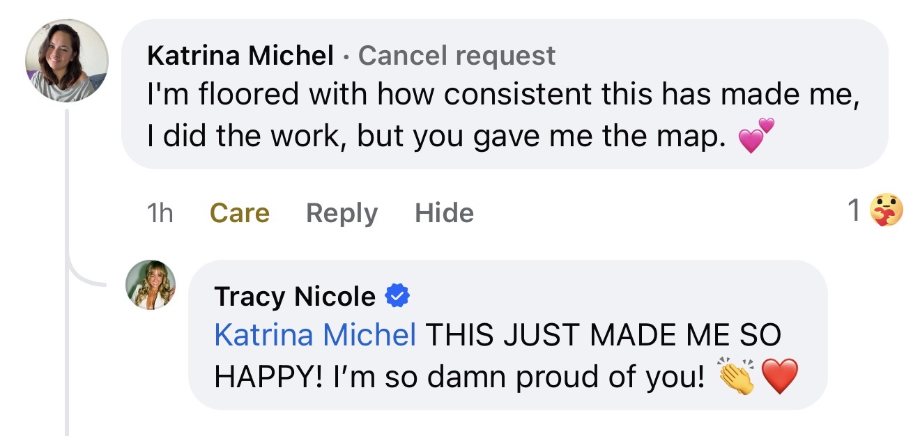 Katrina Michel: I'm floored with how consistent this has made me, I did the work, but you gave me the map.
