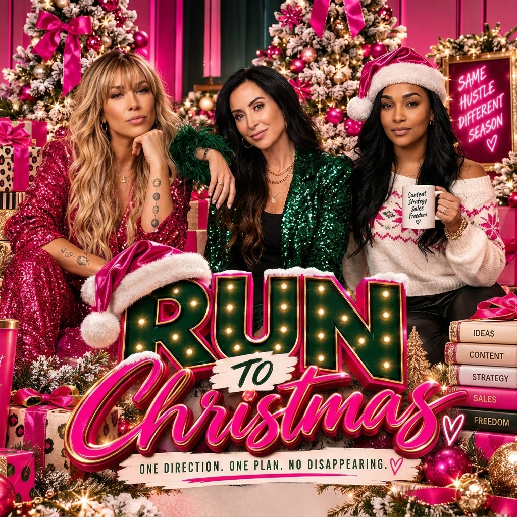 Run to Christmas — Tracy, Madison and Amanda with the marquee Run to Christmas logo: One direction. One plan. No disappearing.